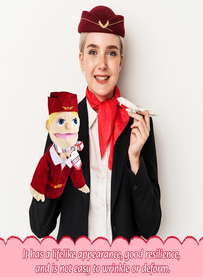 ZJoey Role Play Hand Puppets Hand Plush Chef Doctor Fireman Pirate Detective Athlete Nurse Worker Hand Puppet Toys Puppets for Kids Storytelling Imaginative Pretend Play Teaching Preschool(Stewardess) - Image 5